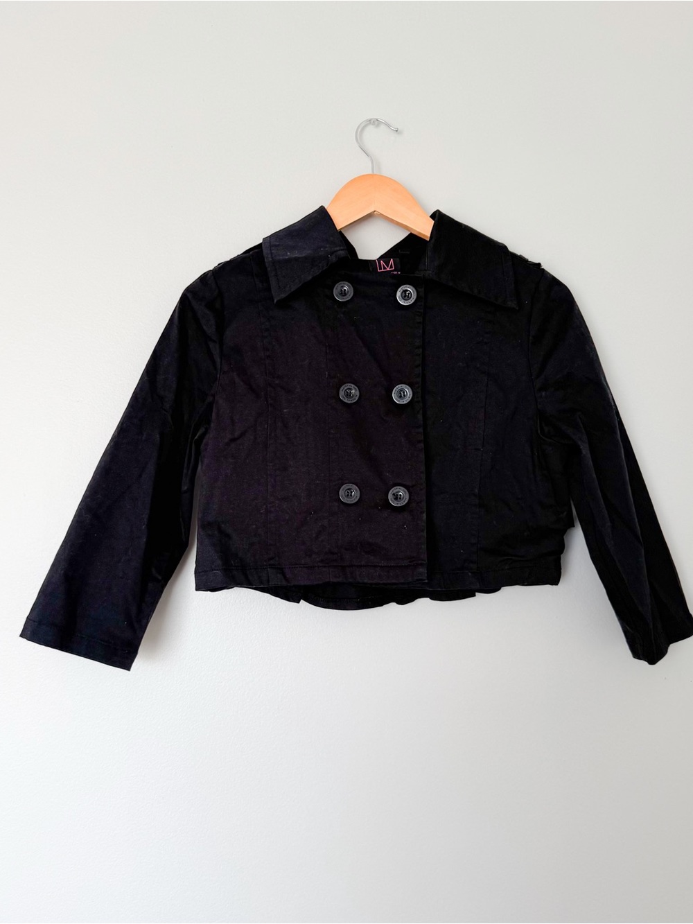 Material Girl Cropped Black Blazer Jacket w/ 3/4 length sleeves